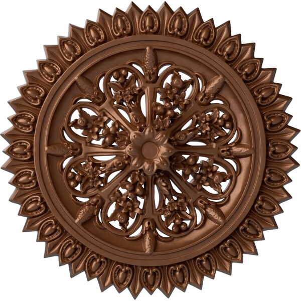 Ekena Millwork Lariah Ceiling Medallion (Fits Canopies up to 1 3/8"), 24 3/4"OD 1 3/8"ID x 3 1/4"P, Polished Copper CM24LAPOS - main